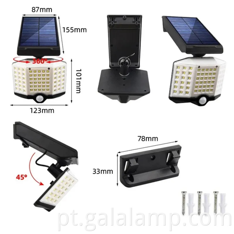 Lâmpada de parede de indução com corpo ABS para iluminação solar